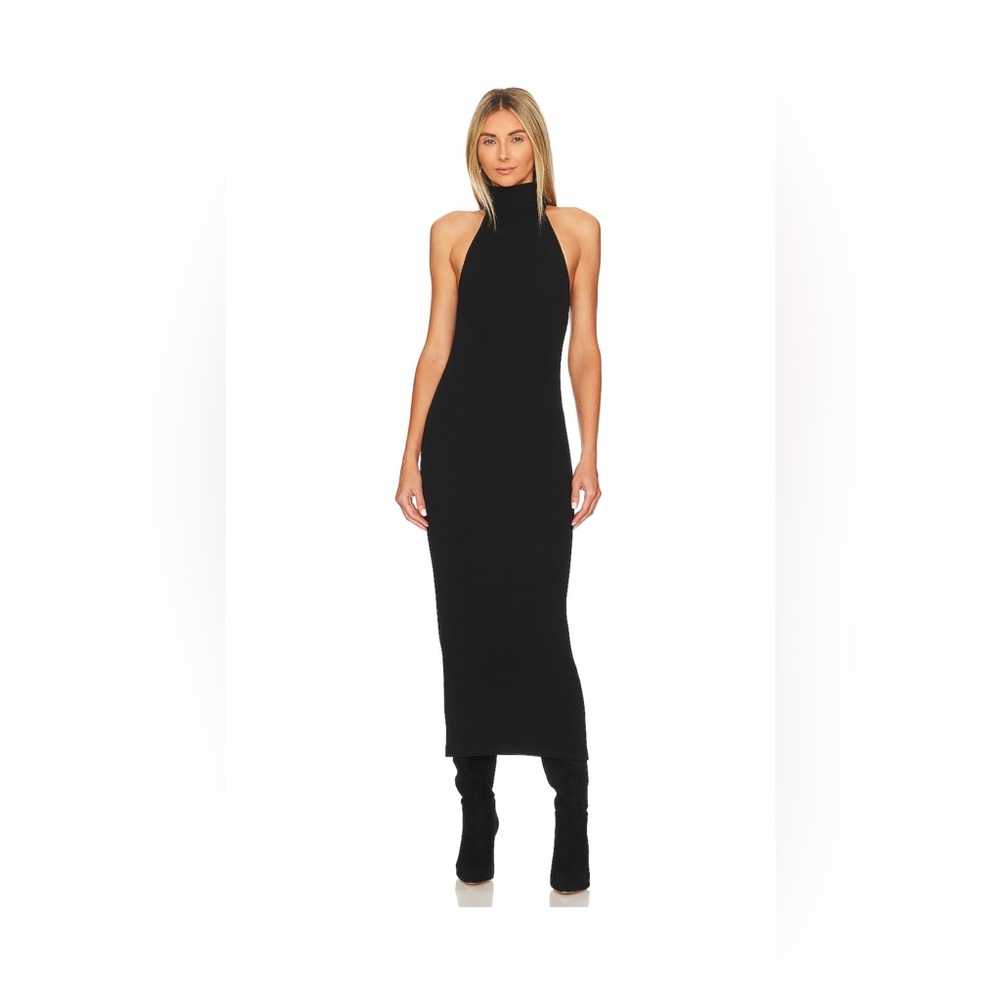 Enza Costa Sweater Knit Halter Turtleneck Dress